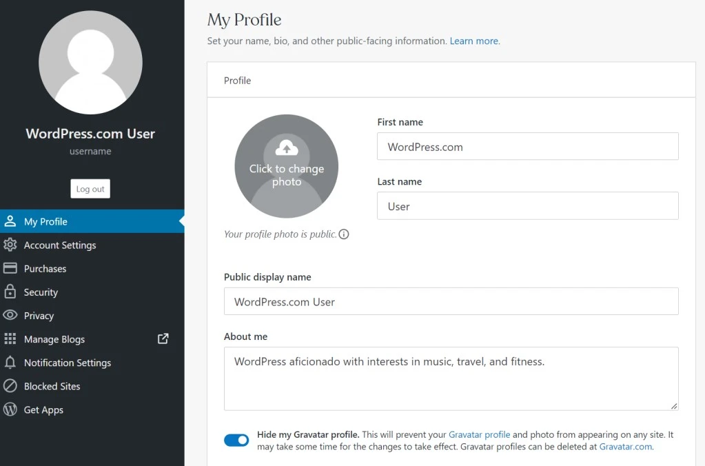 wordpress profile